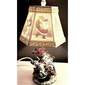 Vintage Lithophane Snowman Family Lamp 11" TALL